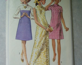 Vintage 1967 A-line Dress - Simplicity 7345 - 32 Bust