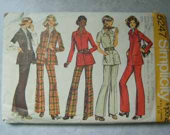 Vintage 1972s Misses Unlined Suit Jacket and Pants Sewing Pattern - Simplicity 5247 - 32 1/2 Bust - Size 10