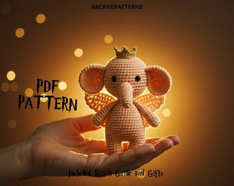 Haakpatroon olifant amigurumi-patroon, haakpatroon fee, eenvoudige doe-zelfstudie, cadeaus voor kinderen, gehaakt poppatroon, Halloween-haakwerk