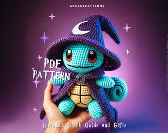 Crochet Pattern Squirtle Amigurumi Pattern, Wizard Crochet, Pokemon Crochet, Gifts for Kids, Crochet Doll Pattern, Halloween Crochet