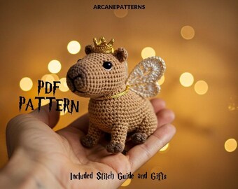 Patrón de crochet para amigurumi de capibara, hada de crochet, tutorial fácil de hacer, regalos para niños, patrón de muñeca de crochet, crochet de Halloween