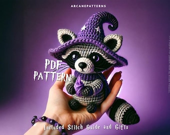 Crochet Pattern Raccoon Amigurumi Pattern, Wizard Crochet, Easy DIY Tutorial, Gifts for Kids, Crochet Doll Pattern, Halloween Crochet
