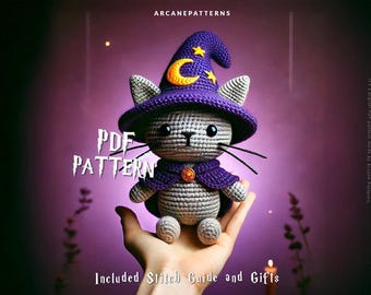Crochet Pattern Cat Amigurumi Pattern, Wizard Crochet, Easy DIY Tutorial, Gifts for Kids, Crochet Doll Pattern, Halloween Crochet
