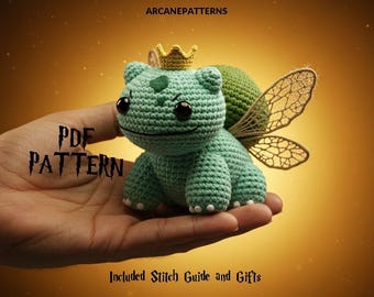 Crochet Pattern Bulbasaur Amigurumi Pattern, Fairy Crochet, DIY Tutorial, Pokemon Crochet, Crochet Doll Pattern, Halloween Crochet