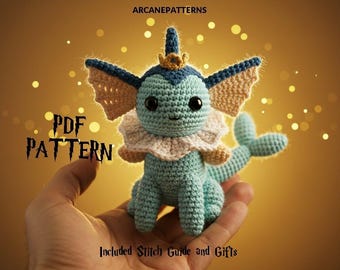 Crochet Pattern Vaporeon Amigurumi Pattern, Fairy Crochet, Easy DIY Tutorial, Pokemon Crochet, Crochet Doll Pattern, Halloween Crochet