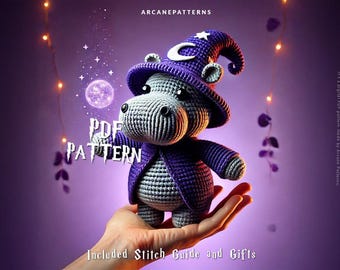 Crochet Pattern Hippo Amigurumi Pattern, Wizard Crochet, Easy DIY Tutorial, Gifts for Kids, Crochet Doll Pattern, Halloween Crochet