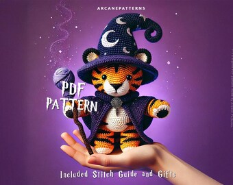 Crochet Pattern Tiger Amigurumi Pattern, Wizard Crochet, Easy DIY Tutorial, Gifts for Kids, Crochet Doll Pattern, Halloween Crochet