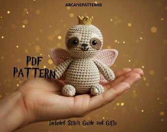 Crochet Pattern Sloth Amigurumi Pattern, Fairy Crochet, Easy DIY Tutorial, Gifts for Kids, Crochet Doll Pattern, Halloween Crochet