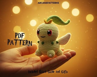 Crochet Pattern Chikorita Amigurumi Pattern, Fairy Crochet, DIY Tutorial, Pokemon Crochet, Crochet Doll Pattern, Halloween Crochet