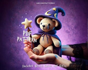 Crochet Pattern Bear Amigurumi Pattern, Wizard Crochet, Easy DIY Tutorial, Gifts for Kids, Crochet Doll Pattern, Halloween Crochet