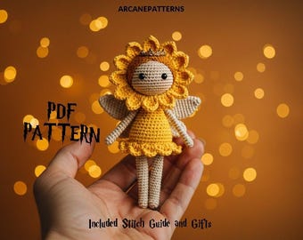 Crochet Pattern Sunflower Amigurumi Pattern, Fairy Crochet, DIY Tutorial, Gifts for Kids, Crochet Doll Pattern, Halloween Crochet