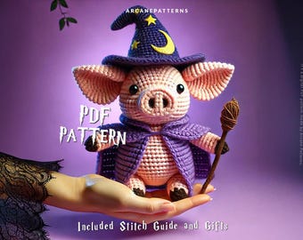 Crochet Pattern Pig Amigurumi Pattern, Wizard Crochet, Easy DIY Tutorial, Gifts for Kids, Crochet Doll Pattern, Halloween Crochet