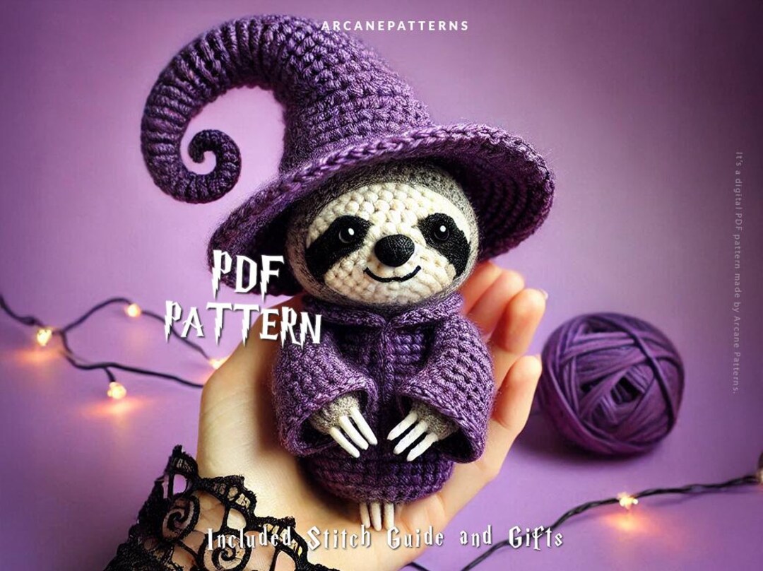Crochet Pattern Sloth Amigurumi Pattern, Wizard Crochet, Easy DIY ...