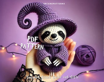 Crochet Pattern Sloth Amigurumi Pattern, Wizard Crochet, Easy DIY Tutorial, Gifts for Kids, Crochet Doll Pattern, Halloween Crochet