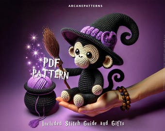 Crochet Pattern Monkey Amigurumi Pattern, Wizard Crochet, Easy DIY Tutorial, Gifts for Kids, Crochet Doll Pattern, Halloween Crochet