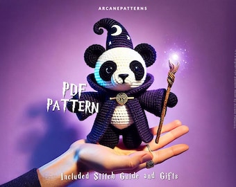 Crochet Pattern Panda Amigurumi Pattern, Wizard Crochet, Easy DIY Tutorial, Gifts for Kids, Crochet Doll Pattern, Halloween Crochet