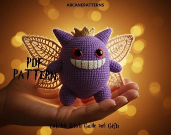 Crochet Pattern Gengar Amigurumi Pattern, Fairy Crochet, Easy DIY Tutorial, Pokemon Crochet, Crochet Doll Pattern, Halloween Crochet