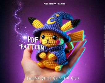 Crochet Pattern Pikachu Amigurumi Pattern, Wizard Crochet, Pokemon Crochet, Gifts for Kids, Crochet Doll Pattern, Halloween Crochet