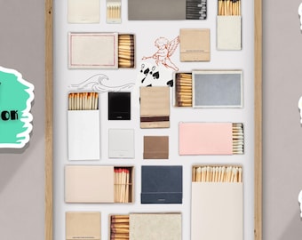 Matchbook Poster Template, Matchbox Digital Download, DIY Canva Template, Personalized Matchbook Art, Neutral Matches, Blank Matchbook Gift