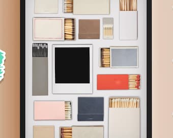 Matchbox Digital Download, Personalized Matchbook Art, Blank Matchbook Gift, Matchbook Poster Template, DIY Canva Template, Neutral Matches