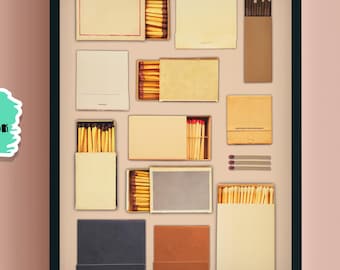 Matchbox Digital Download, Matchbook Poster Template, Personalized Matchbook Art, Blank Matchbook Gift, Neutral Matches, DIY Canva Template
