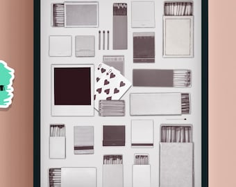 Matchbook Poster Template, Matchbox Digital Download, Personalized Matchbook Art, Blank Matchbook Gift, DIY Canva Template, Neutral Matches