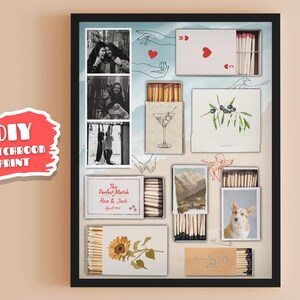 Leere Streichholzschachtel Geschenk, individuelle digitale Wandkunst, bearbeitbares Canva Poster, Retro druckbares Zitat, DIY Paare Datum Andenken