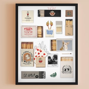 Arte personalizada para caixa de fósforos, impressões vintage para caixa de fósforos, decoração retrô para caixa de fósforos, arte personalizada para casa, impressão digital grande de fósforos, presente exclusivo