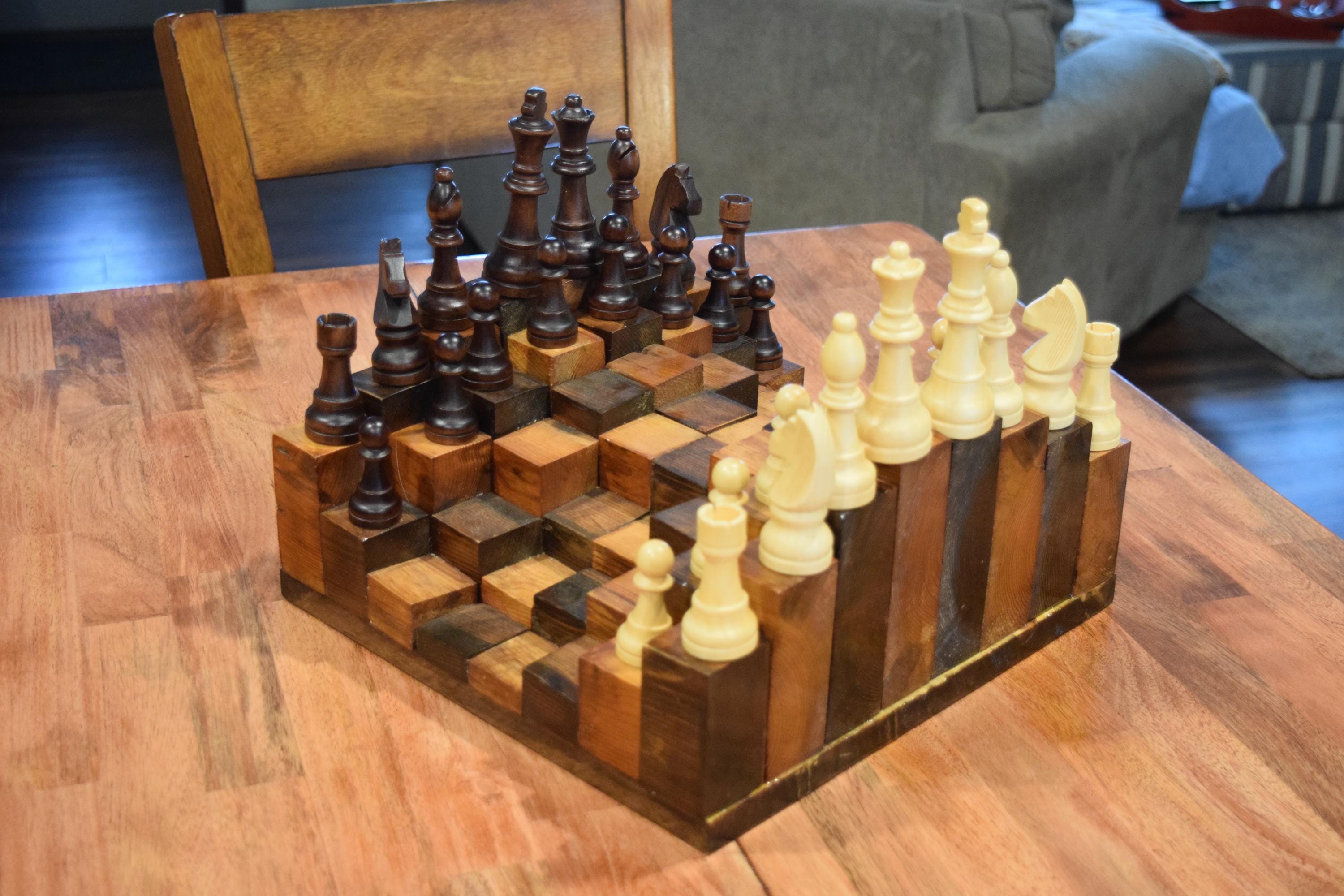 Rustic Chess Pieces 3-demential Chess Set Rustic, Wooden Games, Adult Games - Etsy