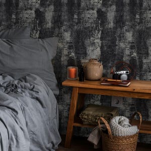 Black Textured Wallpaper: Modern Grunge Faux Concrete - Peel and Stick