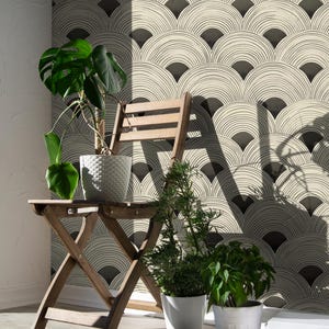 Art Deco Jakobsmuschel-Tapete - Moderne Vintage-Stil-Wanddekoration / abziehbare Tapete / Wandbild