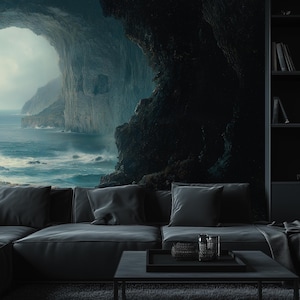 Seaside Cave Wallpaper, Ocean View Mural - Peel & Stick, Commercial, Non-Woven