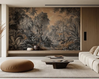 Jungle Wallpaper Mural , Tropical Forest Mural - Peel & Stick, Commercial, Non-Woven