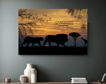 Go Together Wall Art Motivational and Inspirational Quote Decor Gift Encouragement Gift Modern Art African Proverb Quote Togetherness