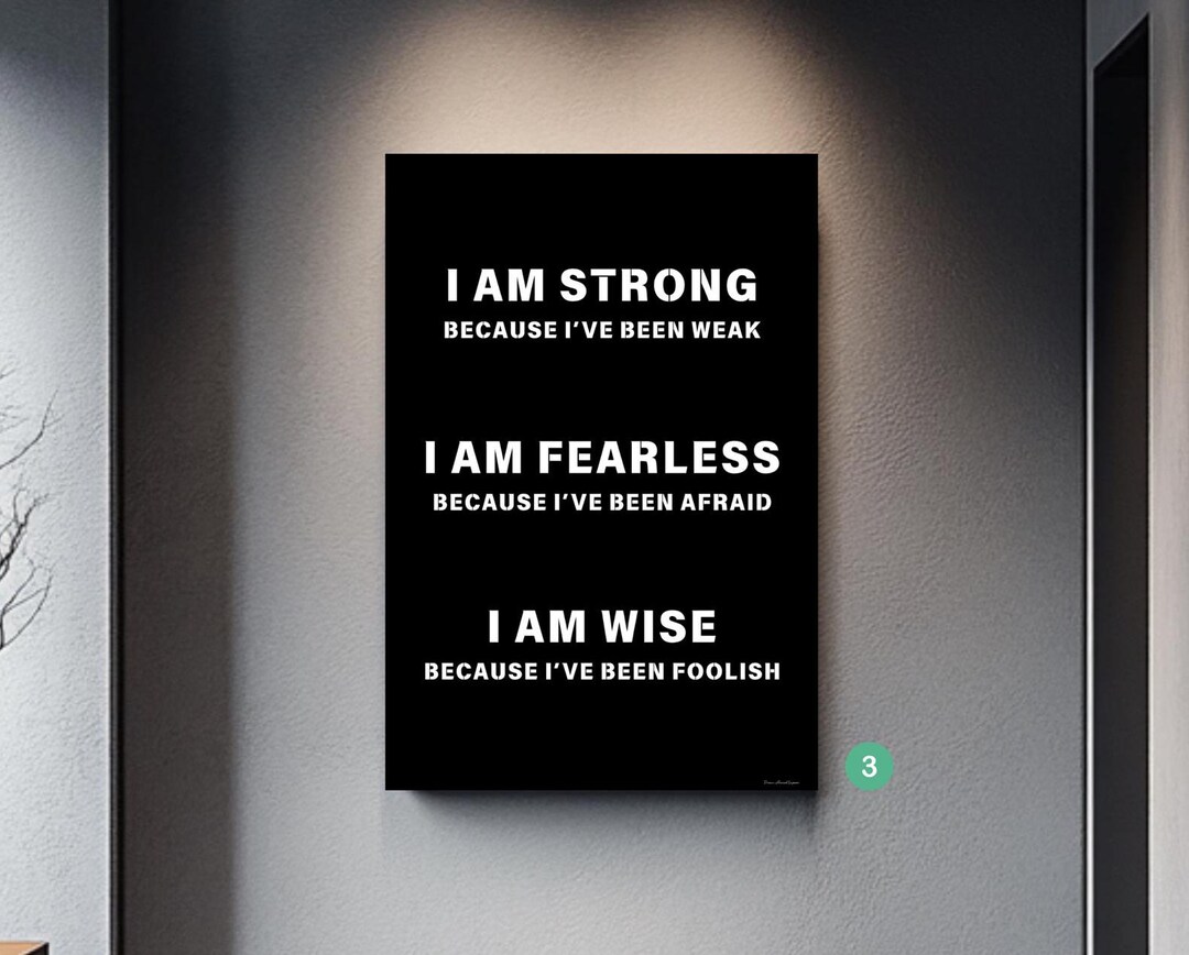 I Am Strong Modern Wall Art | Motivational Quote Home Wall Art ...
