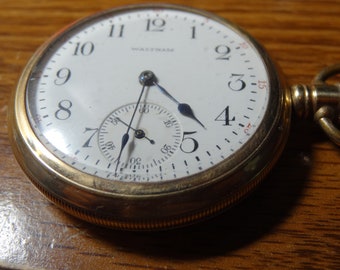 Waltham 16 Size 7 Jewels Hunting Movement Pocket Watch-Serviced