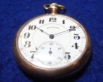 Collectible 1922 Illinois 19 Jewels 16 Size Pocket Watch In Original Case