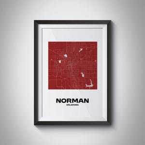SEC City Minimalist Map Print | Norman, OK | University of Oklahoma | Sooners
