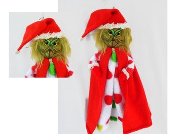Grinch Art Doll / Grinch Wall Decor / Grinch Decor, Christmas Decor, Merry Grinchmas, Handmade OOAK Grinch, Grinch Decor, Holiday Grinch