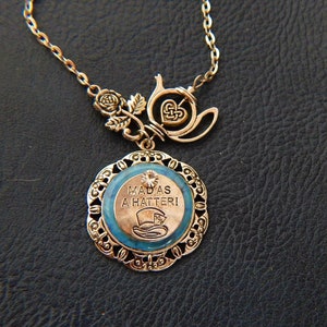 Wonderland Necklace / Alice in Wonderland Jewelry / Fantasy Jewelry, Cosplay Jewelry, Fairy tale Necklace, As Mad As A Hatter Jewelry
