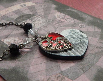 Gothic Heart Necklace / Gothic Jewelry, Dark Academia Necklace / Heart Jewelry, Assemblage Jewelry, Vampire Necklace, Goth Jewelry