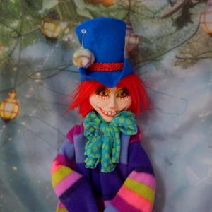 Handmade Mad Hatter Art Doll: Alice in Wonderland Wall Decor