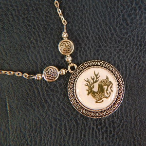 Silver Celtic Stag Pendant Necklace: Scottish Jewelry