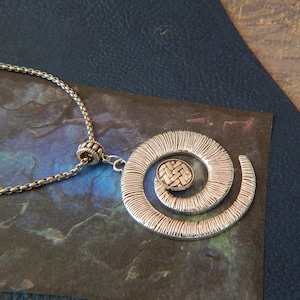 Handmade Silver Viking Necklace: Norse Spiral Pendant, 20&quot; Chain
