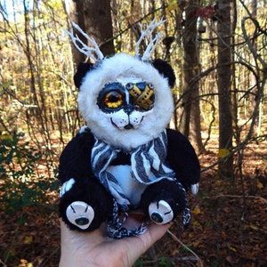 Creepy Cute Animal Art Doll, Creepy Panda Bear Plushie / OOAK Creature, Handmade Plushie/ Fantasy Creature, Creepy Plush, Scary Animal Plush