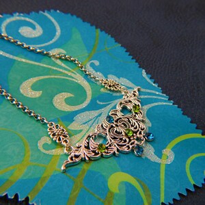 Art Nouveau Filigree Necklace: Handmade Floral Pendant, Bridal Jewelry