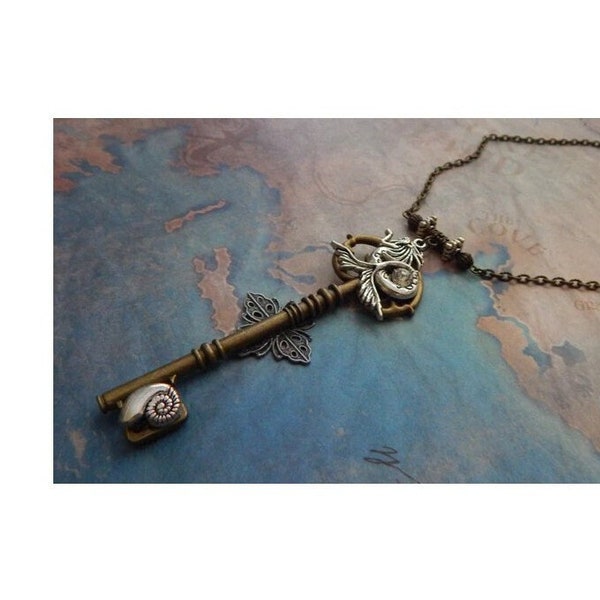 Mermaid Key Necklace / Fantasy Jewelry / Mermaid Core, Assemblage Jewelry, Pirate Jewelry, Boho Mermaid, Gold Mermaid