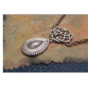 Silver Viking Teardrop Pendant Necklace: Norse Shield Maiden Jewelry