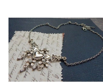 Hearts & Flowers Necklace / Heart Jewelry / Love Jewelry, Bridal Jewelry, Romantic Jewelry, Handmade Heart