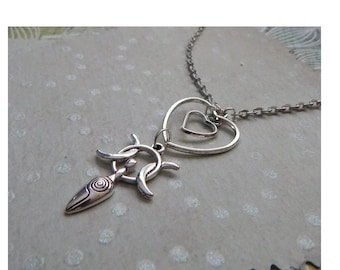 Goddess Necklace / Goddess Heart Necklace / Pagan Goddess Jewelry, Fairy Core Jewelry, Cottage Core Jewelry